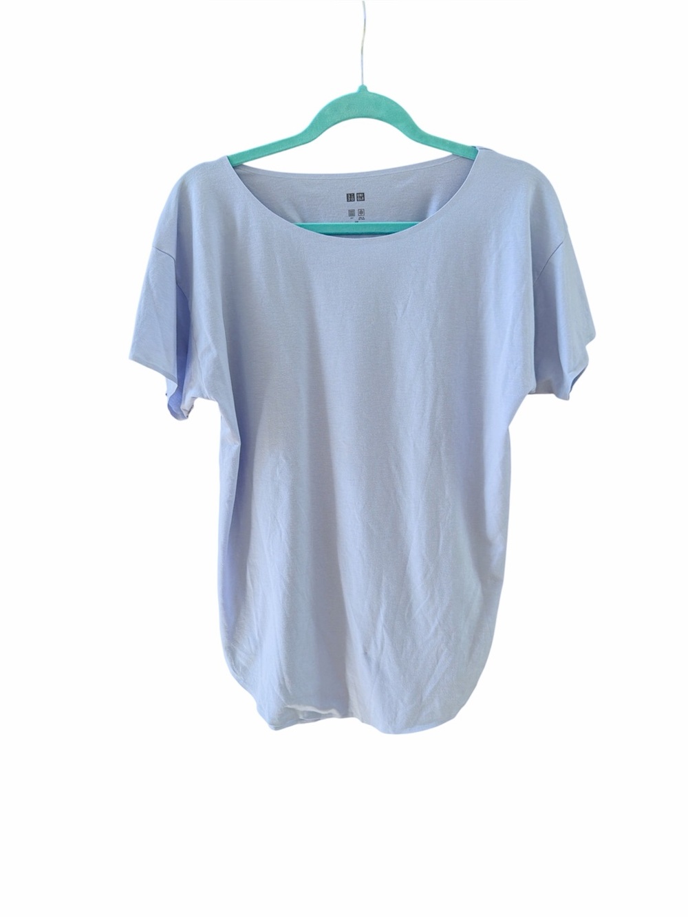 Uniqlo Airism Light Blue Oversized Scoop Neck Tee